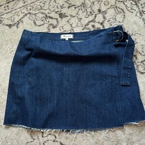 Madewell Denim Raw-Hem Mini Wrap Skirt Size 14